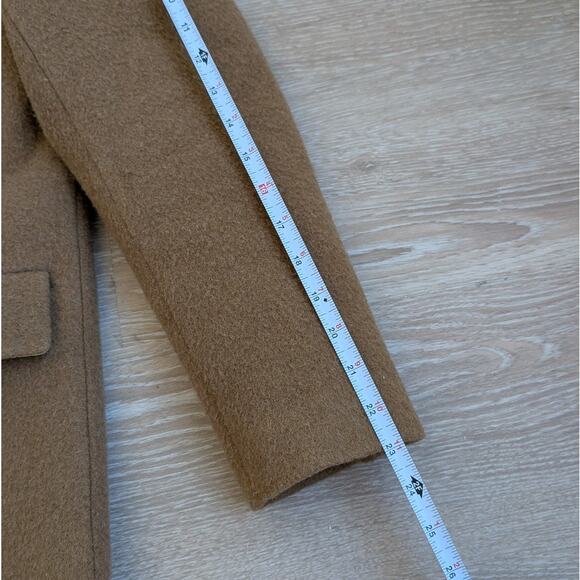 NWT Sandro Riccardo Camel Double-Breasted Wool Peacoat Felt Coat, sz FR 38/ US 6 - Picture 9 of 13